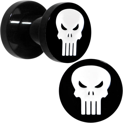 4G Black PVD Licensed The Punisher Logo Screw Fit Plug Set