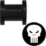 0G Black PVD Licensed The Punisher Logo Screw Fit Plug Set
