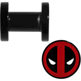 4G Black Acrylic Licensed Deadpool Logo Screw Fit Plug Set