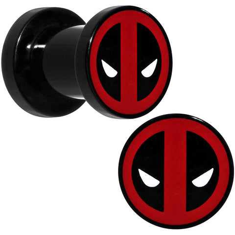 2G Black Acrylic Licensed Deadpool Logo Screw Fit Plug Set