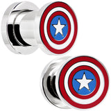 0G Stainless Steel Licensed Captain America Screw Fit Plug Set