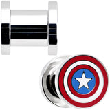 0G Stainless Steel Licensed Captain America Screw Fit Plug Set