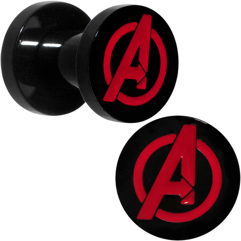 4G Black PVD Licensed Avengers Logo Screw Fit Plug Set
