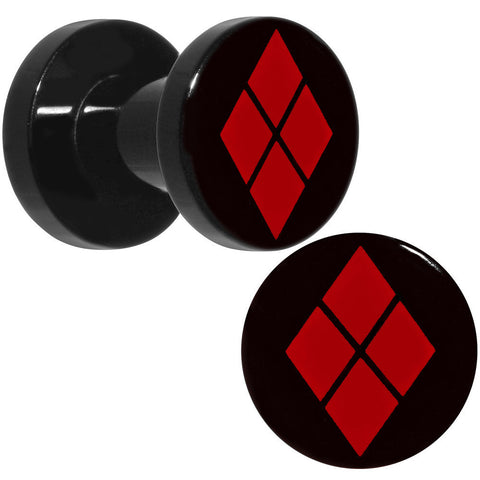 4G Black Acrylic Licensed Harley Quinn Logo Screw Fit Plug Set