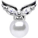 Clear CZ Imitation White Pearl Angel Wings Tragus Cartilage Earring