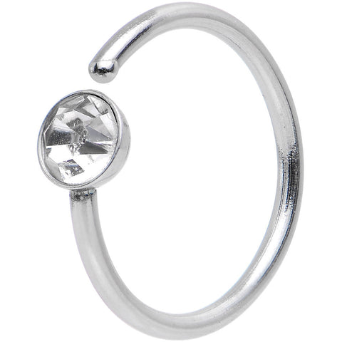 20G 5/16 Stainless Steel Bright Clear Gem Round Nose Hoop