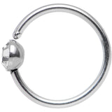 20G 5/16 Stainless Steel Bright Clear Gem Round Nose Hoop