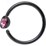 20G 5/16 Black IP Stainless Steel Bright Pink Gem Nose Hoop