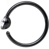 20G 5/16 Black IP Stainless Steel Bright Clear Gem Nose Hoop