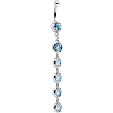 Aqua Gem Skinny Line Drop Dangle Belly Ring