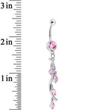 Pink Gem Burst of Budding Drops Dangle Belly Ring