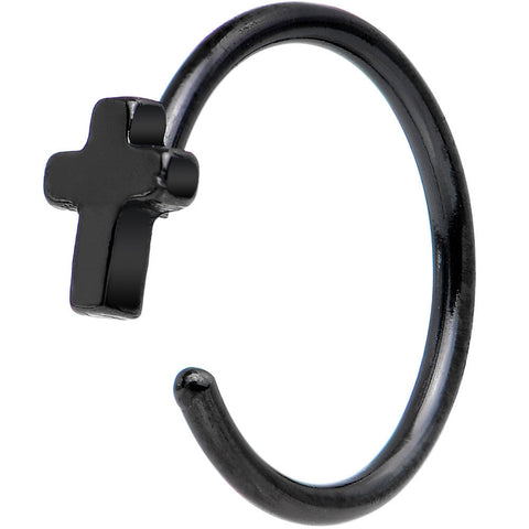 20G 5/16 Black IP Stainless Steel August Cross Nose Hoop