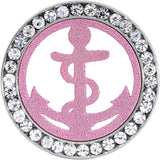 20mm Stainless Steel Clear Gem Pink Anchor Tunnel Plug
