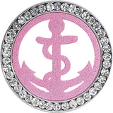 7/8 Stainless Steel Clear Gem Pink Anchor Tunnel Plug