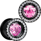 13mm Pink Heart Insert Anodized Titanium Internally Threaded Plug Set