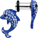 4G Blue Anodized Stainless Steel Dolphin Single Flare Plug Set