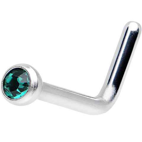 22G Emerald L-Shaped Nose Ring Created with Crystals