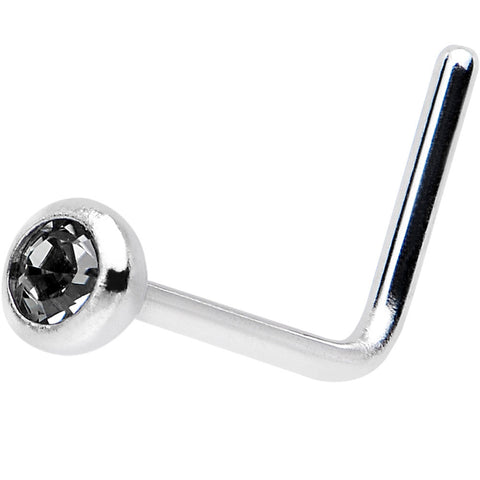 20G Black L-Shaped Nose Ring Created with Crystals