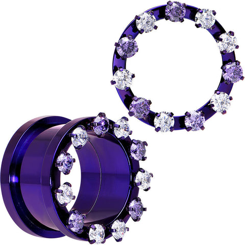 3/4 Purple Titanium Tunnels with Removable Dermal Tops