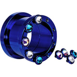 5/8 Dark Blue Titanium Tunnels with Removable Dermal Tops