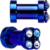 2G Dark Blue Titanium Tunnels with Removable Dermal Tops