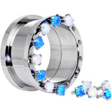 7/8 Aurora Blue Opal Gem Titanium Tunnels with Removable Dermal Tops