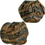 1 inch Organic Areng Wood Pug Hand Carved Plug Set