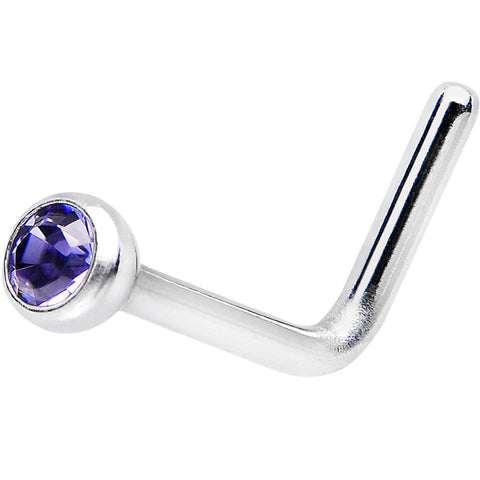 20G Tanzanite L-Shaped Nose Ring Created with Crystals