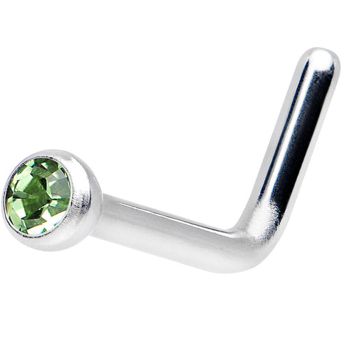 18G Peridot L-Shaped Nose Ring Created with Crystals