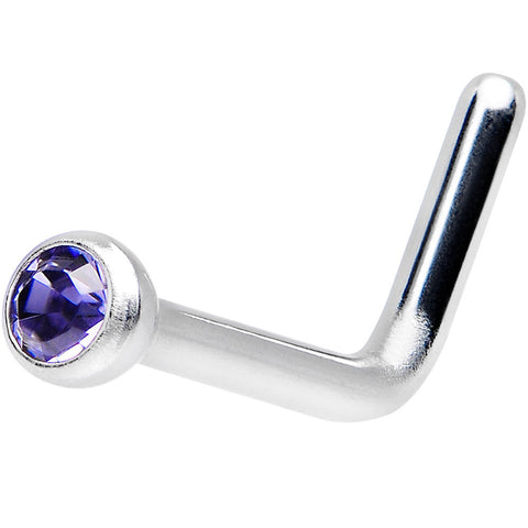 18G Tanzanite L-Shaped Nose Ring Created with Crystals