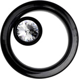 9/16 Black IP Clear CZ Double Flare Screw Fit Tunnel
