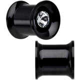 0G Clear CZ Gem Black IP Screw Fit Tunnel Plug Set