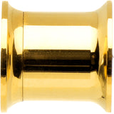 0G Gold IP Clear CZ Double Flare Screw Fit Tunnel