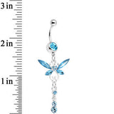 Aqua Gem Butterfly Dangle Belly Ring