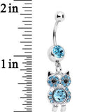 Aqua Gem Burrowing Owl Dangle Belly Ring