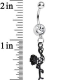 Clear Gem Black Flamingo Dangle Belly Ring