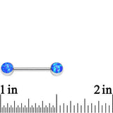 316L Stainless Steel Blue Synthetic Opal Nipple Barbell Set