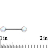 316L Stainless Steel White Synthetic Opal Nipple Barbell Set