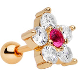 1/4 Gold Anodized Clear Petaled CZ Floral Tragus Cartilage Earring