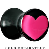 2G Black Acrylic Hot Pink Heart Saddle Plug