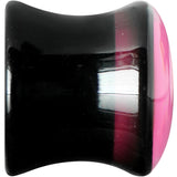 00G Black Acrylic Hot Pink Heart Saddle Plug