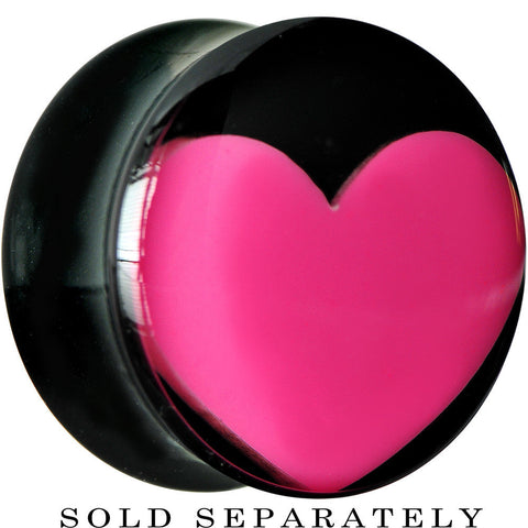 18mm Black Acrylic Hot Pink Heart Saddle Plug
