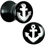 2G Black Acrylic White Nautical Anchor Saddle Plug Set