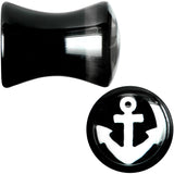 2G Black Acrylic White Nautical Anchor Saddle Plug Set