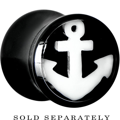 0G Black Acrylic Drop the White Anchor Saddle Plug