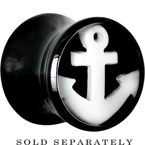 00G Black Acrylic Drop the White Anchor Saddle Plug