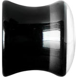 00G Black Acrylic White Heart Saddle Plug