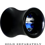 Black Acrylic Blue and Clear Gem Inlay Saddle Tunnel Plug 0G to 1 Inch