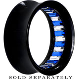 Black Acrylic Blue and Clear Gem Inlay Saddle Tunnel Plug 0G to 1 Inch