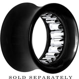 Black Acrylic Clear Gem Inlay Saddle Tunnel Plug 0G to 1 Inch